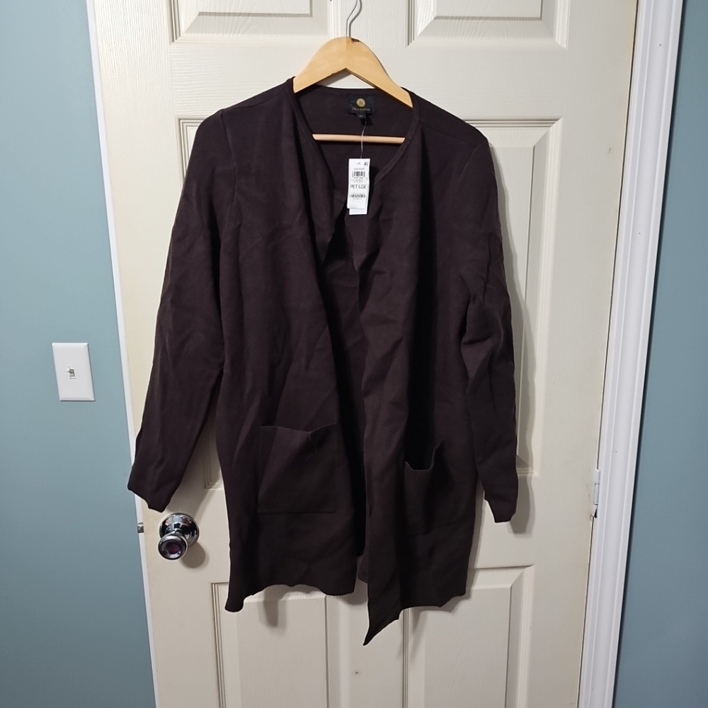 JM Collection Brown‎ Women's Sweater Cardigan PL Macy's Core Cozy Yarn NWT BB3